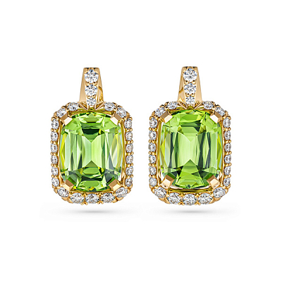 Earrings with peridots and diamonds