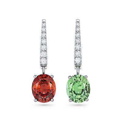 Earrings with tourmalines and diamonds