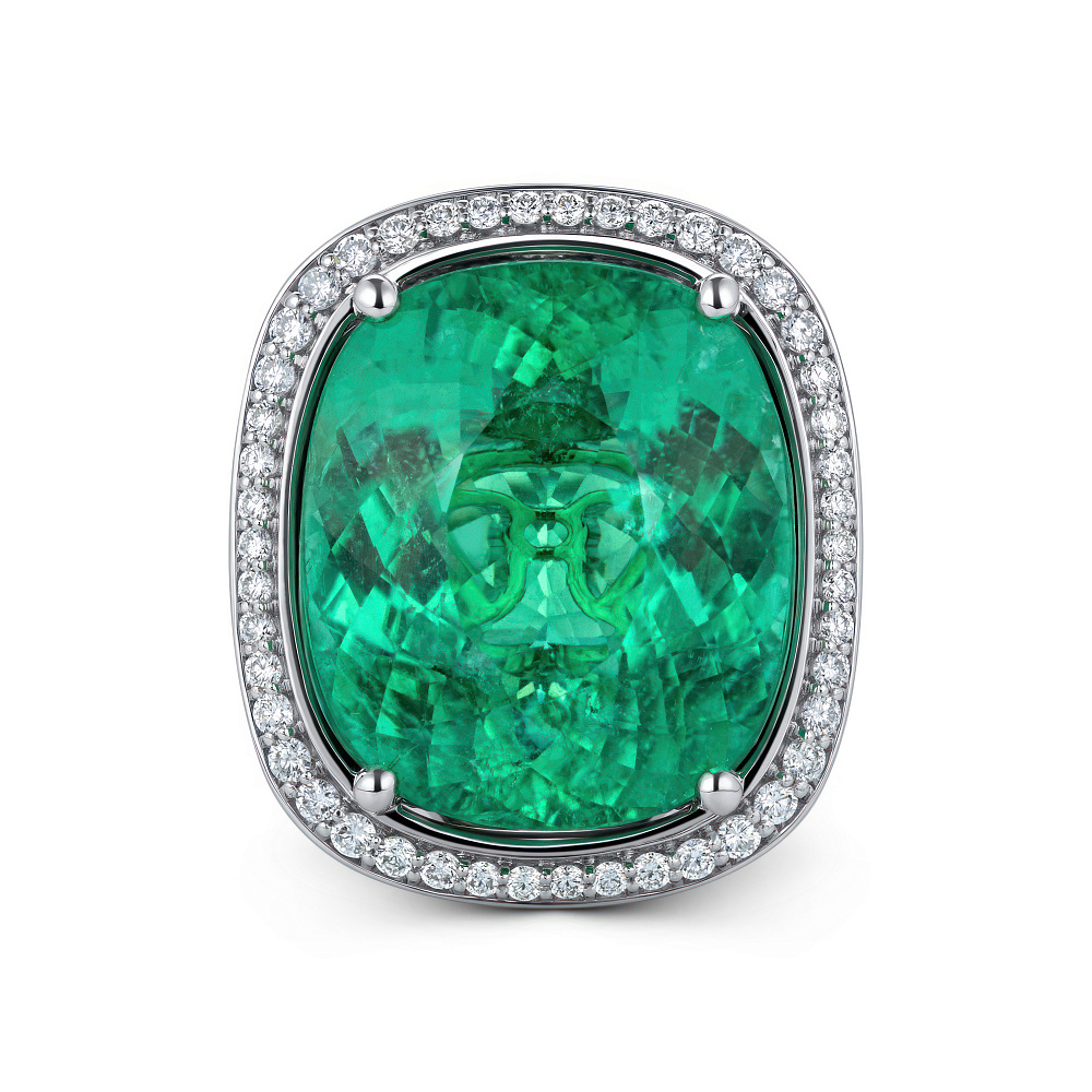 Ring with paraiba tourmaline and diamonds картинка 2