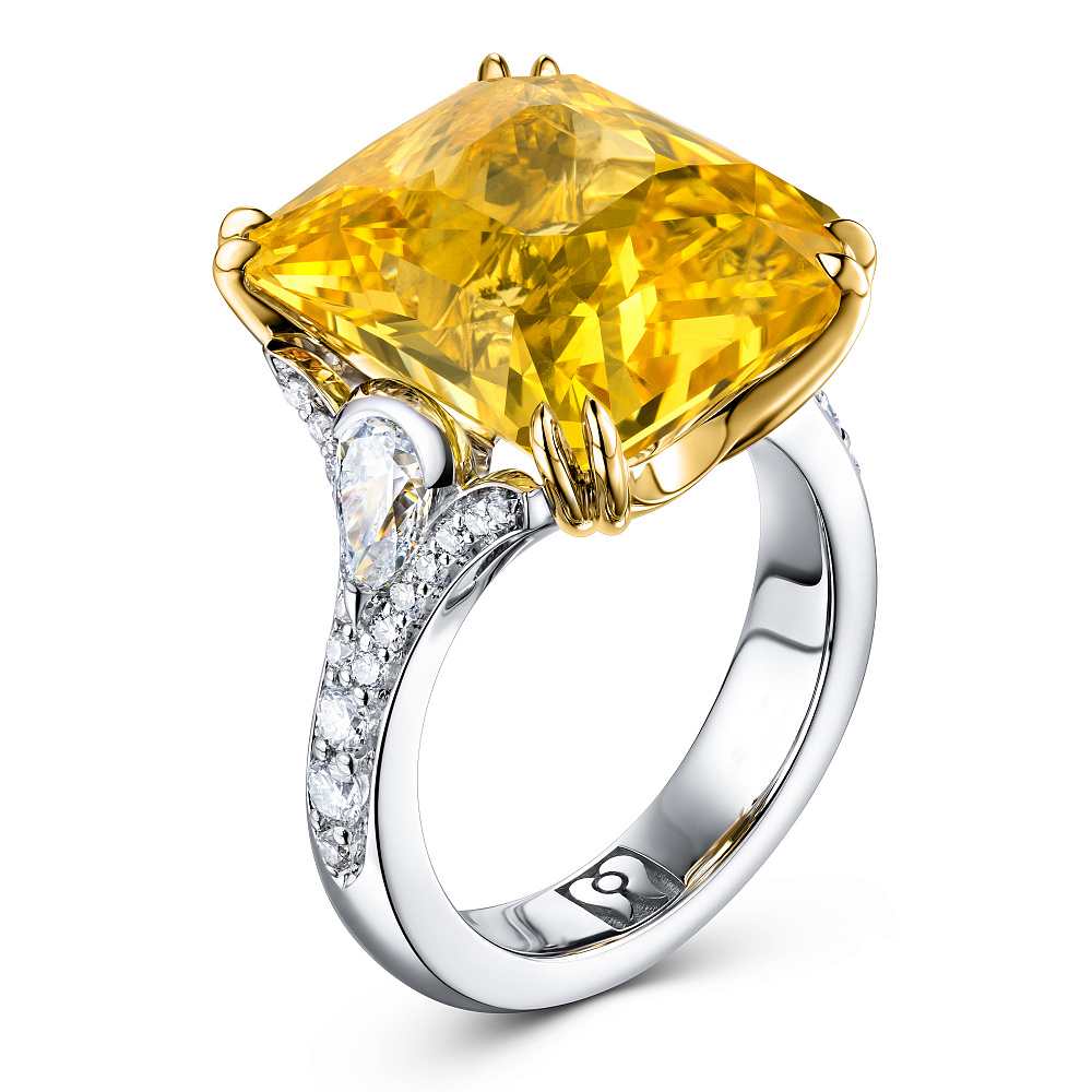 Ring with yellow sapphire and diamonds картинка 2