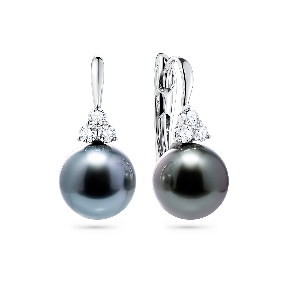 Earrings with Tahitian pearls and diamonds картинка 2