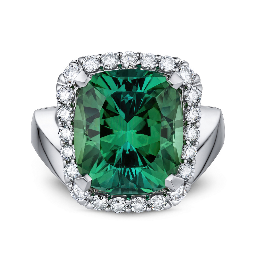  Ring with green tourmaline and diamonds картинка 1
