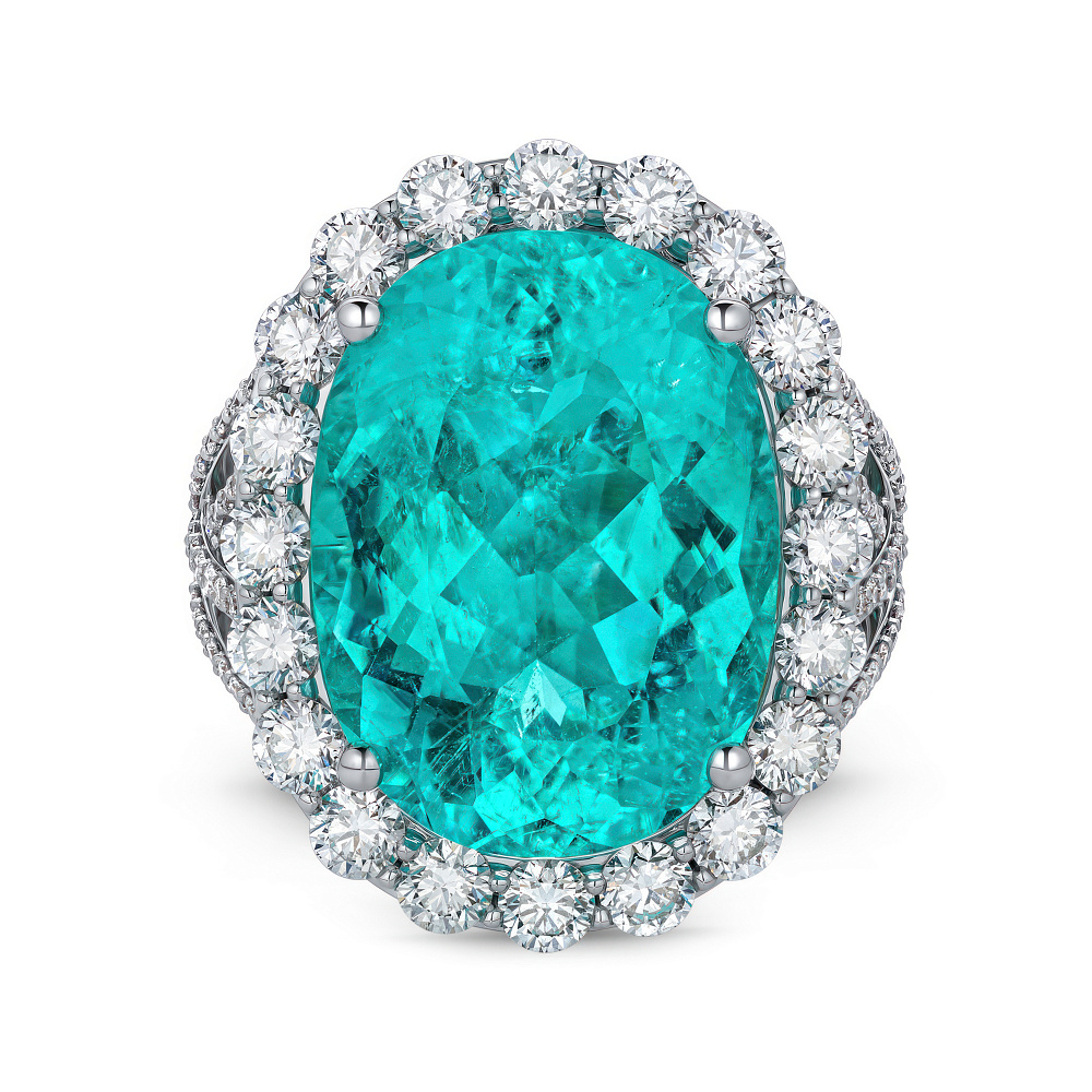 Ring with paraiba tourmaline and diamonds картинка 2