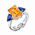 Ring with spessartines, sapphires, and diamonds