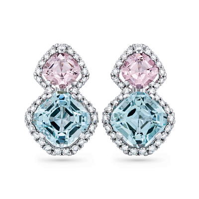 Earrings with morganites, aquamarines and diamonds