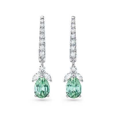 Earrings with mint tourmalines and diamonds