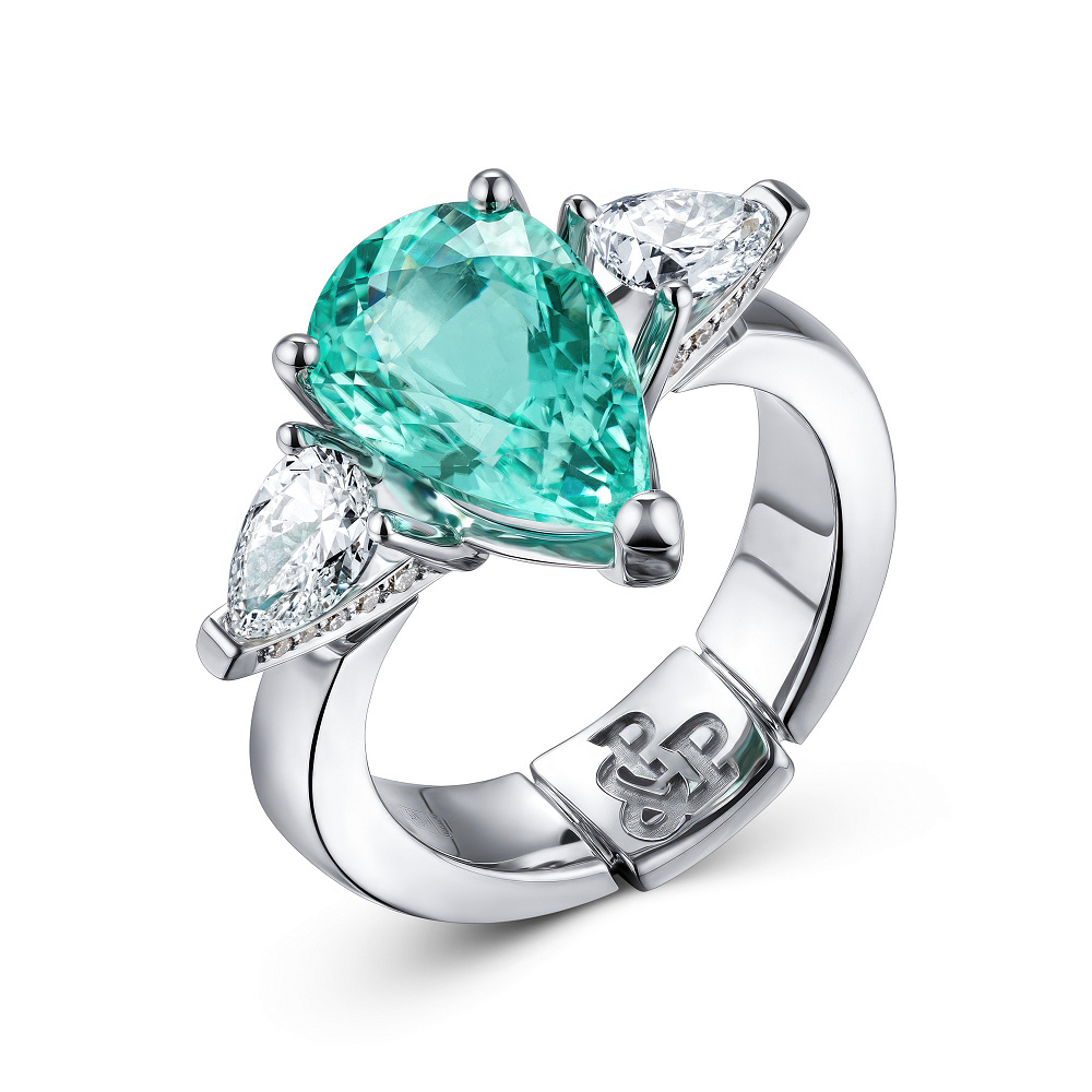 Ring with paraiba tourmaline and diamonds картинка 3