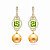 Earrings with golden South Sea pearls, peridots, and diamonds