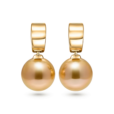 Earrings with golden South Sea pearls