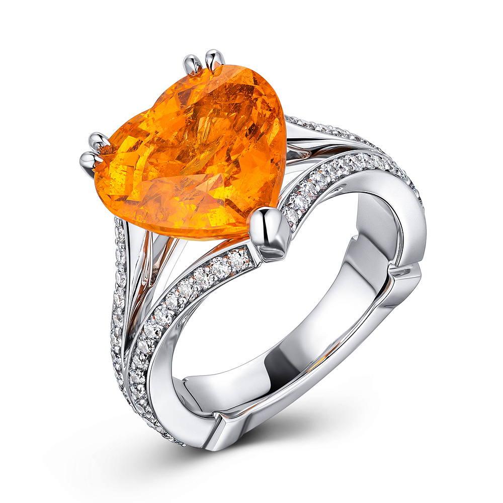 Ring with spessartine garnet and diamonds картинка 2