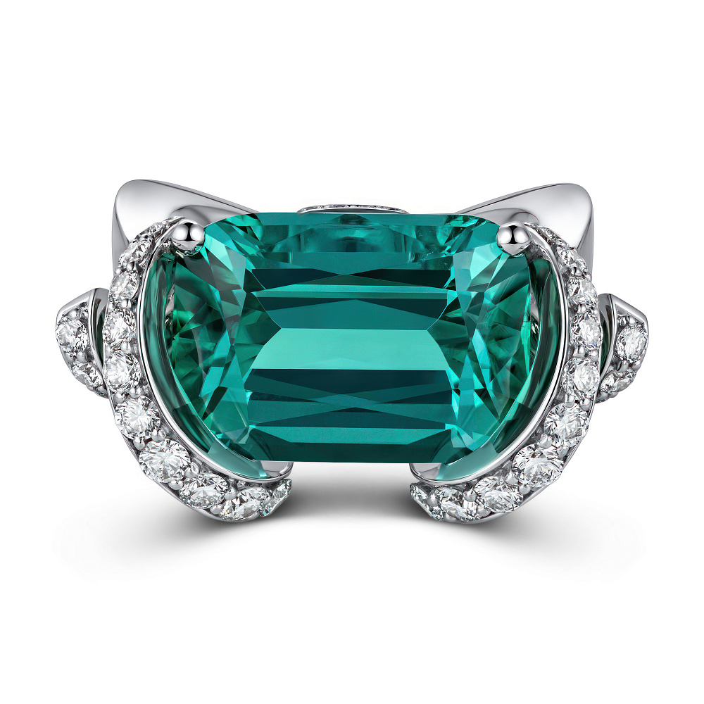 Ring with Lagoon tourmaline and diamonds картинка 2