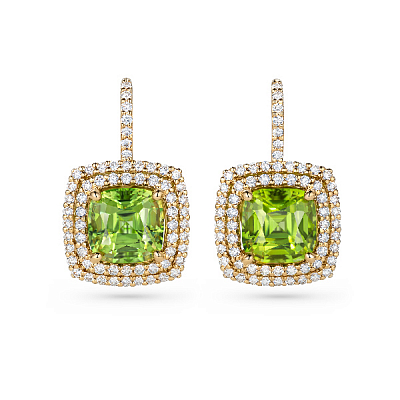 Earrings with olivines and diamonds
