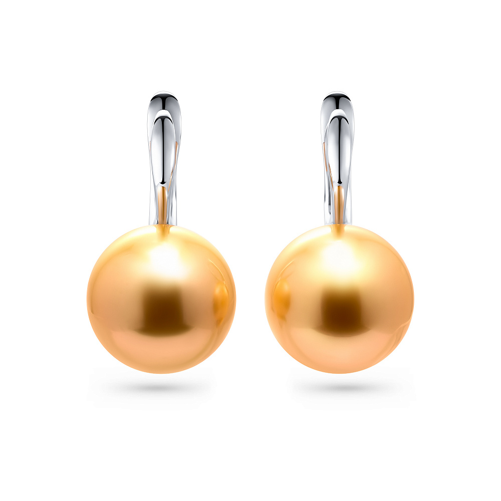 Earrings with golden South Sea pearls картинка 1