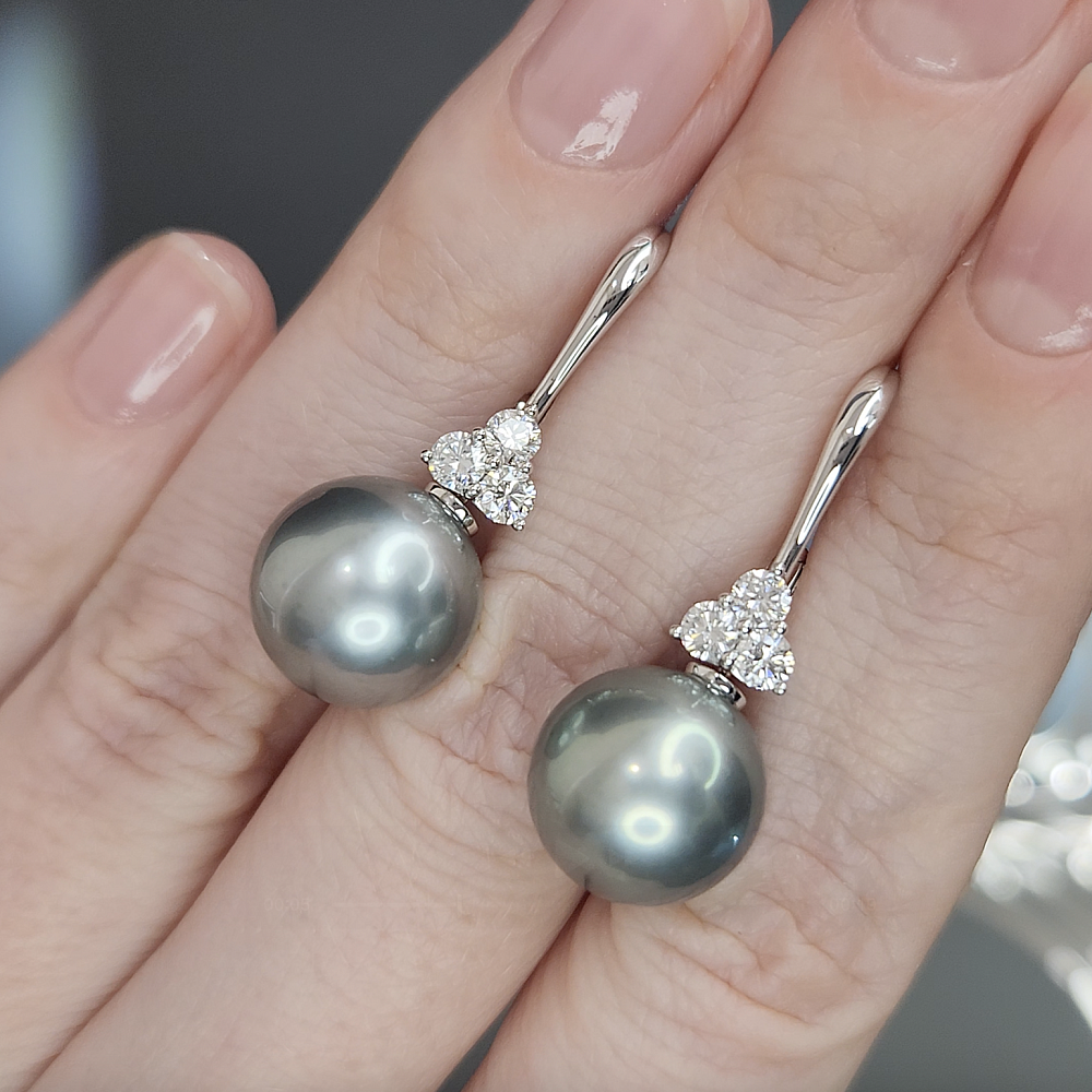 Earrings with Tahitian pearls and diamonds картинка 2
