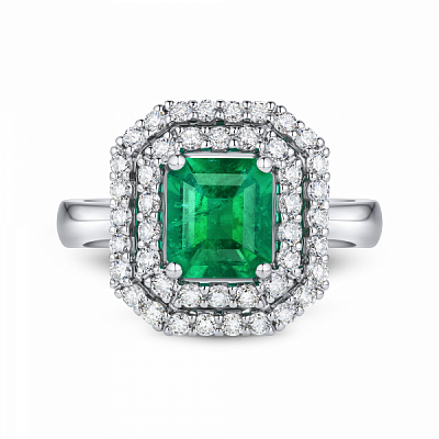Ring with emerald and diamonds