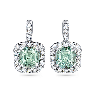 Earrings with green tourmalines and diamonds