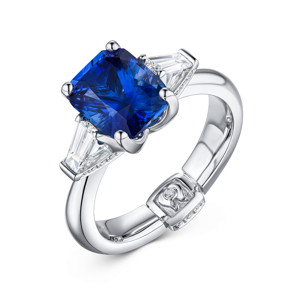 Ring with blue sapphire and diamonds картинка 2
