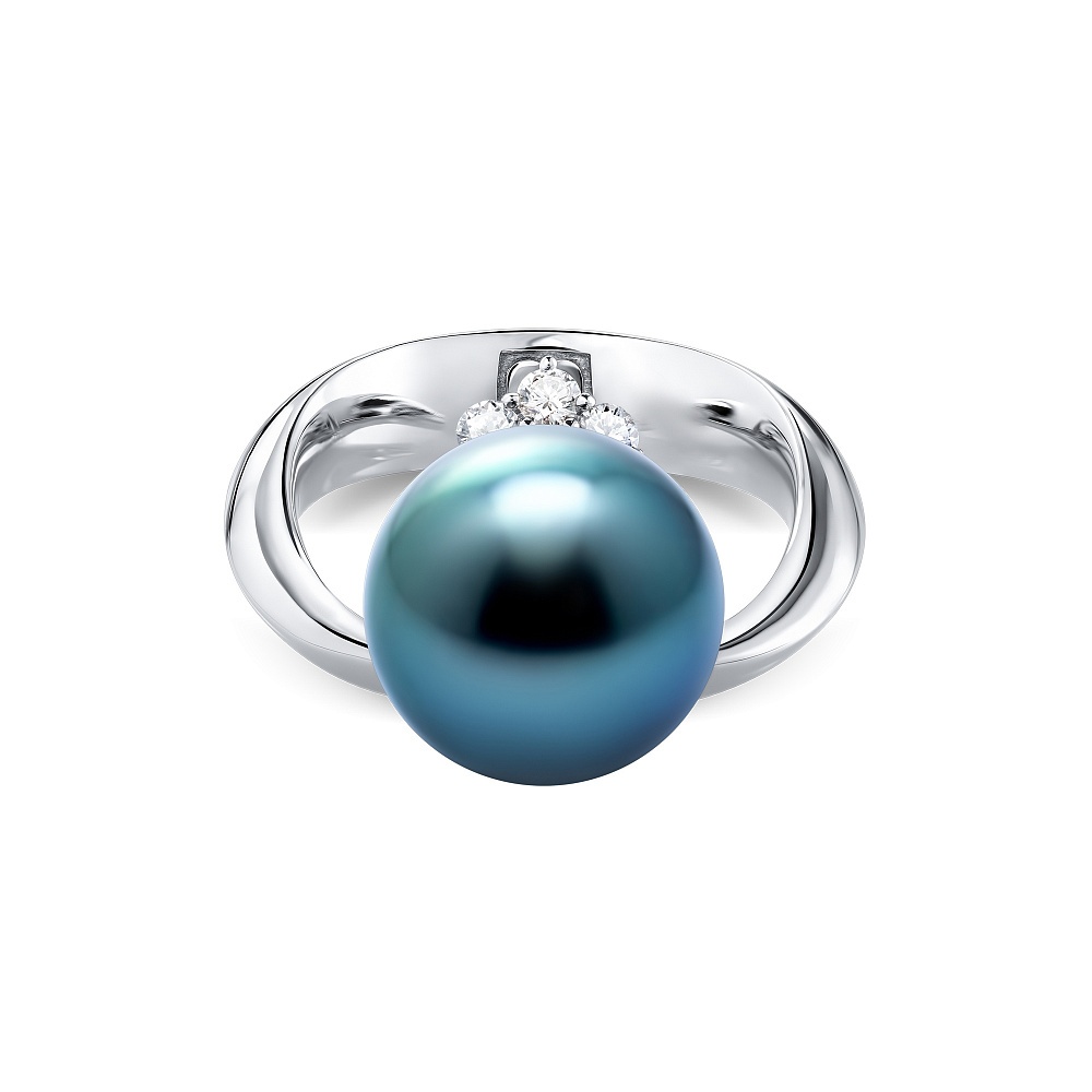 Ring with Tahitian pearl and diamonds картинка 2