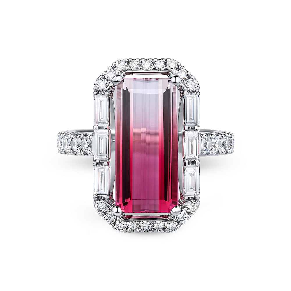 Ring with polychrome tourmaline and diamonds картинка 1