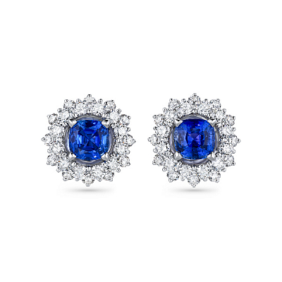Stud earrings with sapphires and diamonds