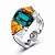 Ring with indigolite, spessartines and diamonds
