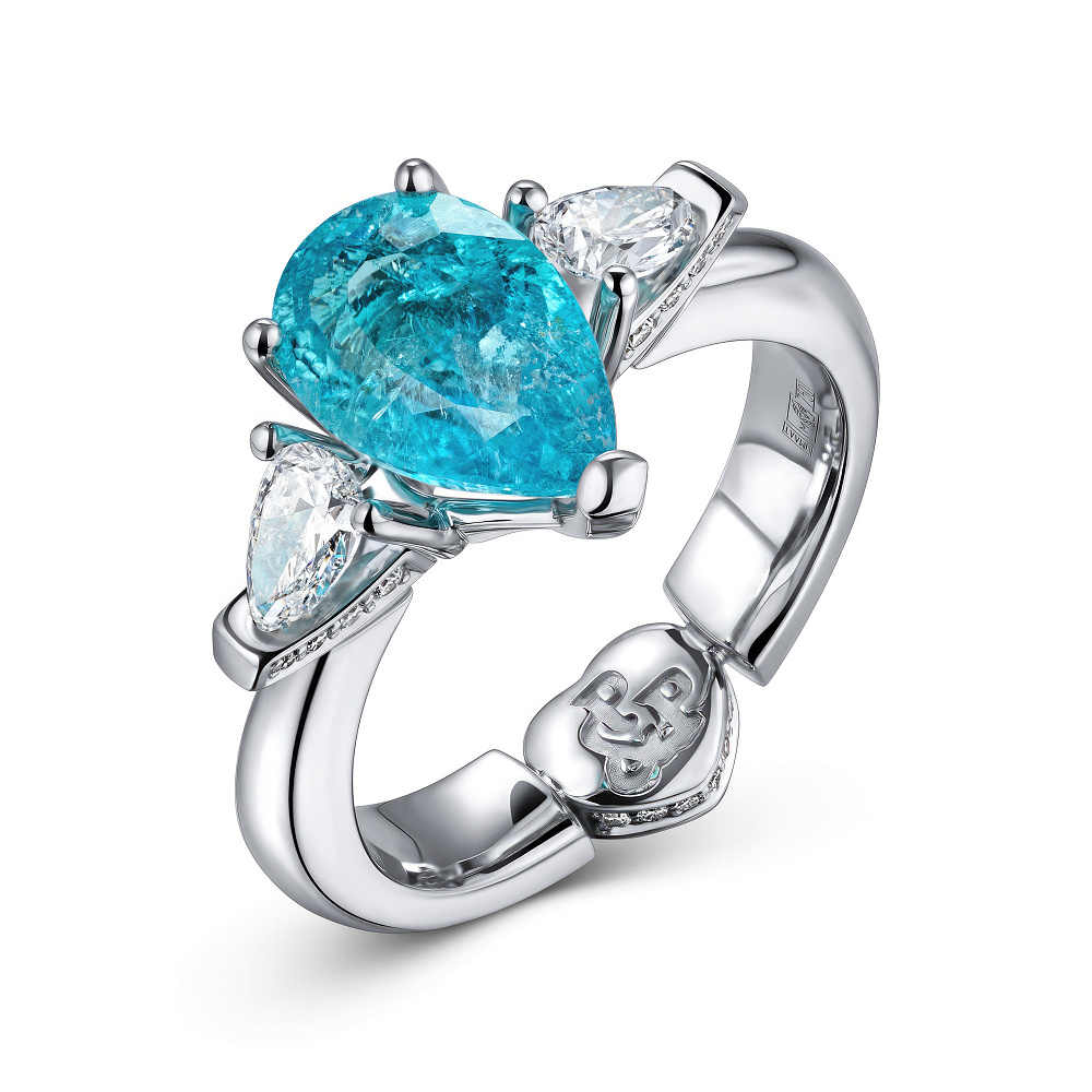 Ring with paraiba tourmaline and diamonds картинка 2