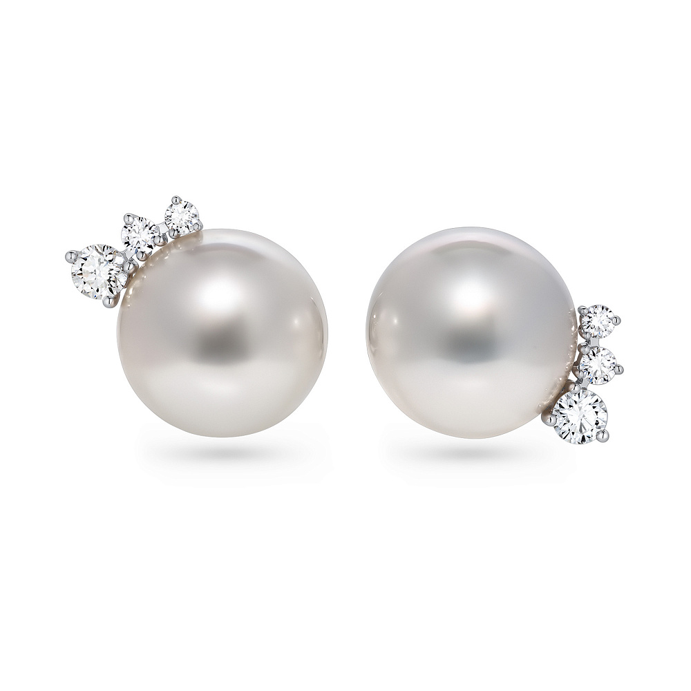 Earrings with South Sea pearls and diamonds картинка 1