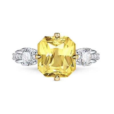 Ring with sapphire and diamonds