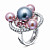 Ring with Tahitian pearl, freshwater pearls, malaya garnets, and diamonds
