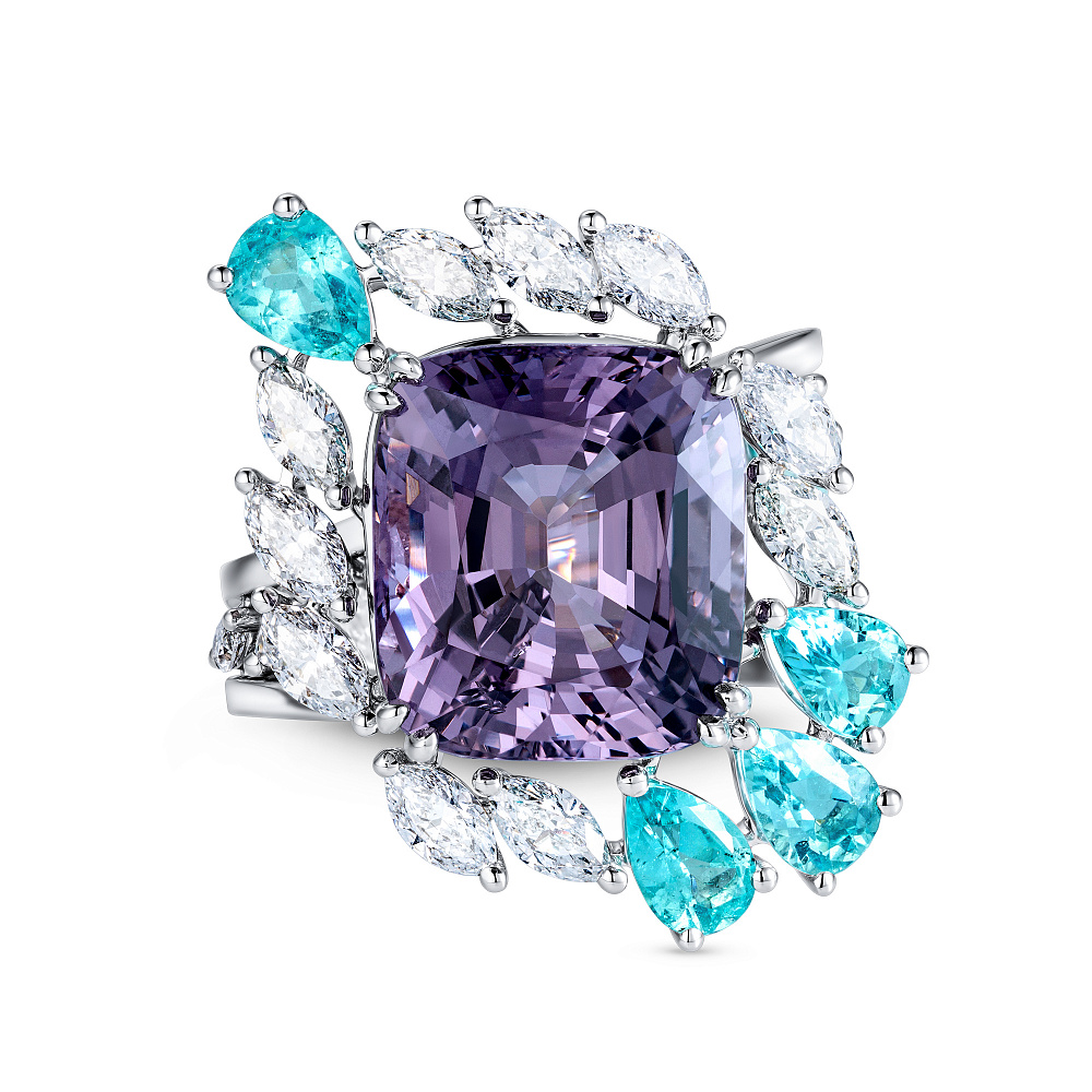 Ring with spinel, paraiba tourmalines and diamonds картинка 2