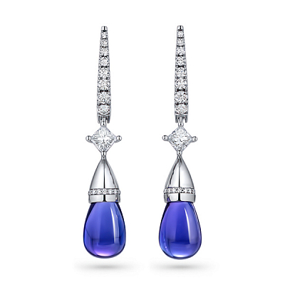 Earrings with tanzanites and diamonds