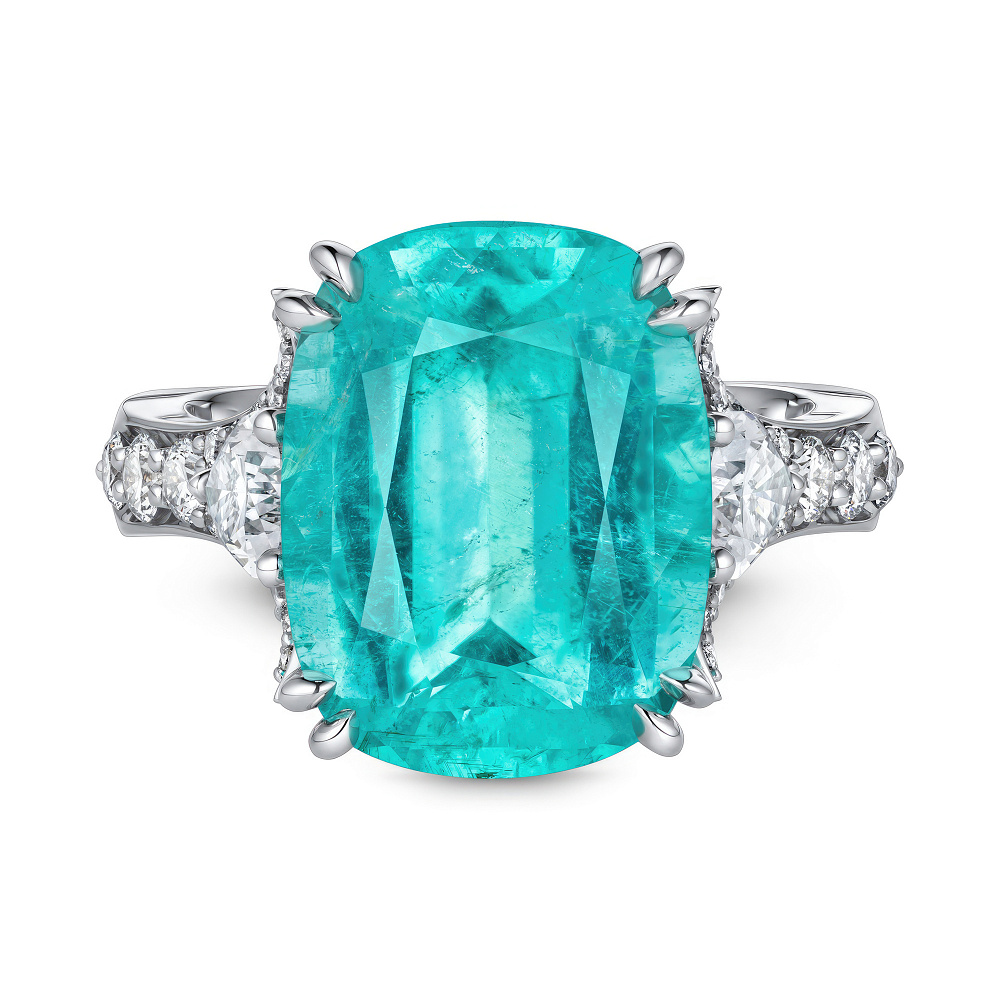 Ring with paraiba tourmaline and diamonds картинка 1