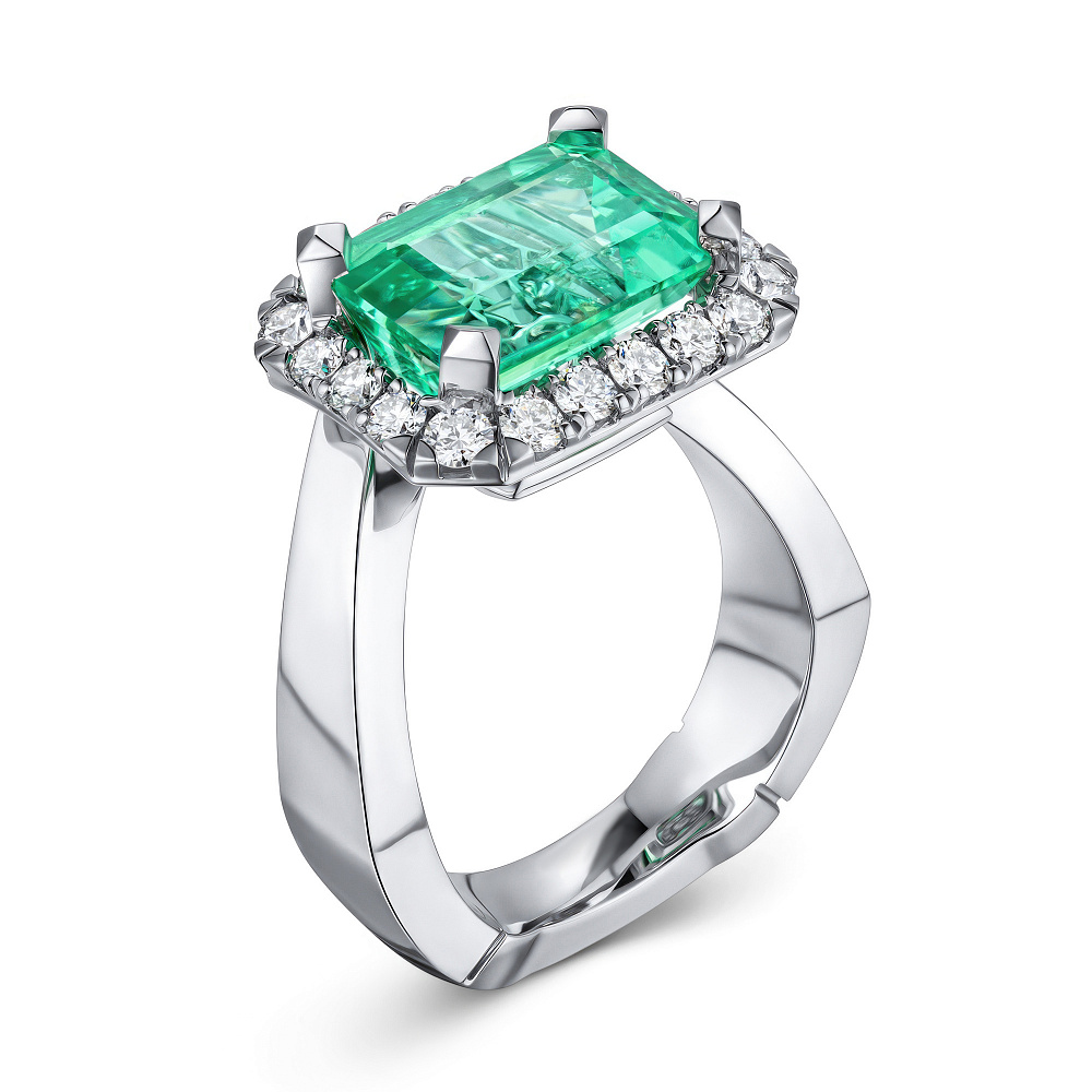 Ring with paraiba tourmaline and diamonds картинка 2