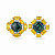 Earrings with teal sapphires, yellow sapphires, and diamonds