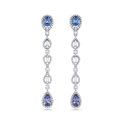 Earrings with spinel and diamonds