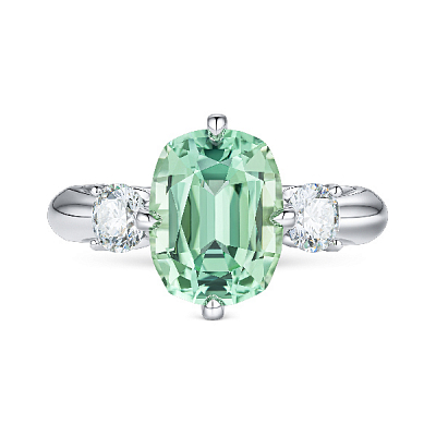 Ring with mint tourmaline and diamonds