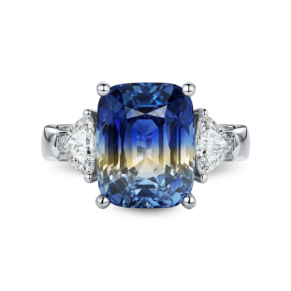 Ring with bi-color sapphire and diamonds картинка 1