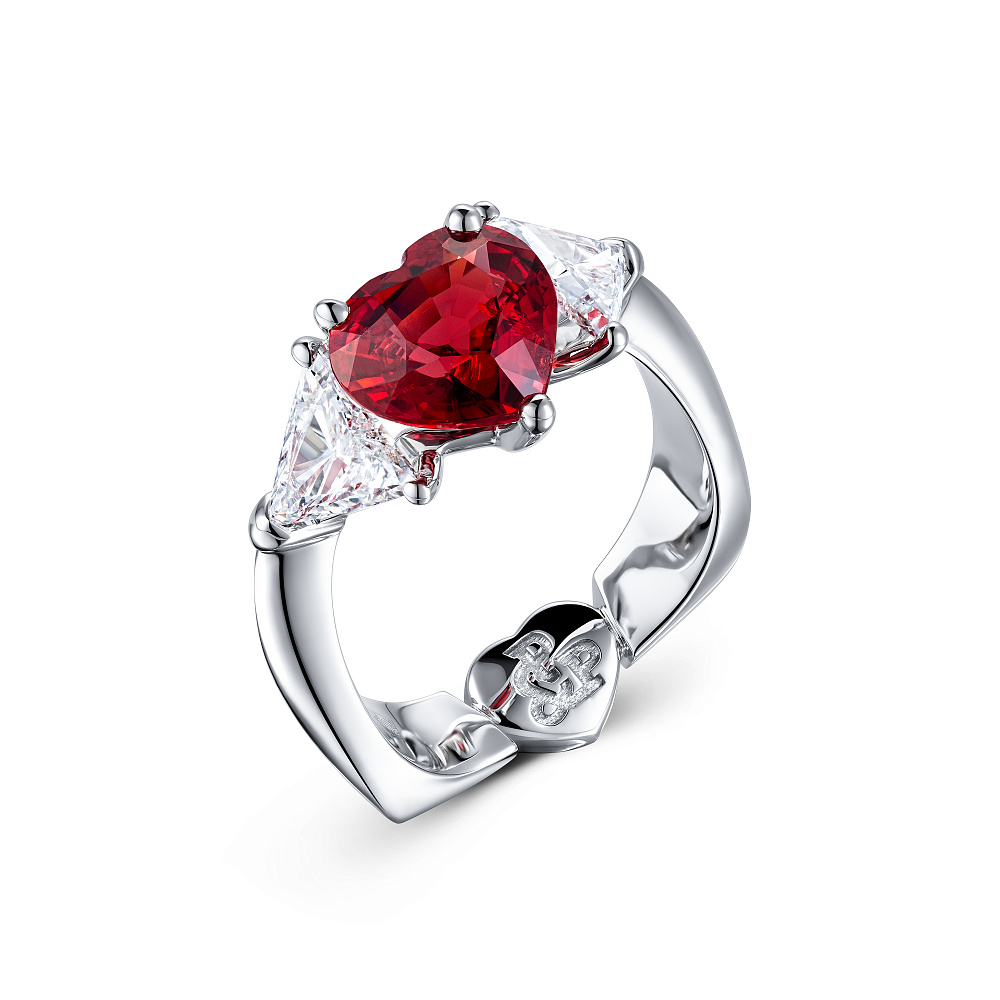 Ring with spinel and diamonds картинка 2