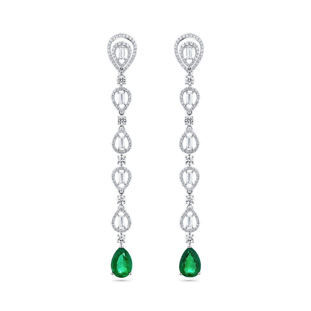 Earrings with emeralds and diamonds картинка 1