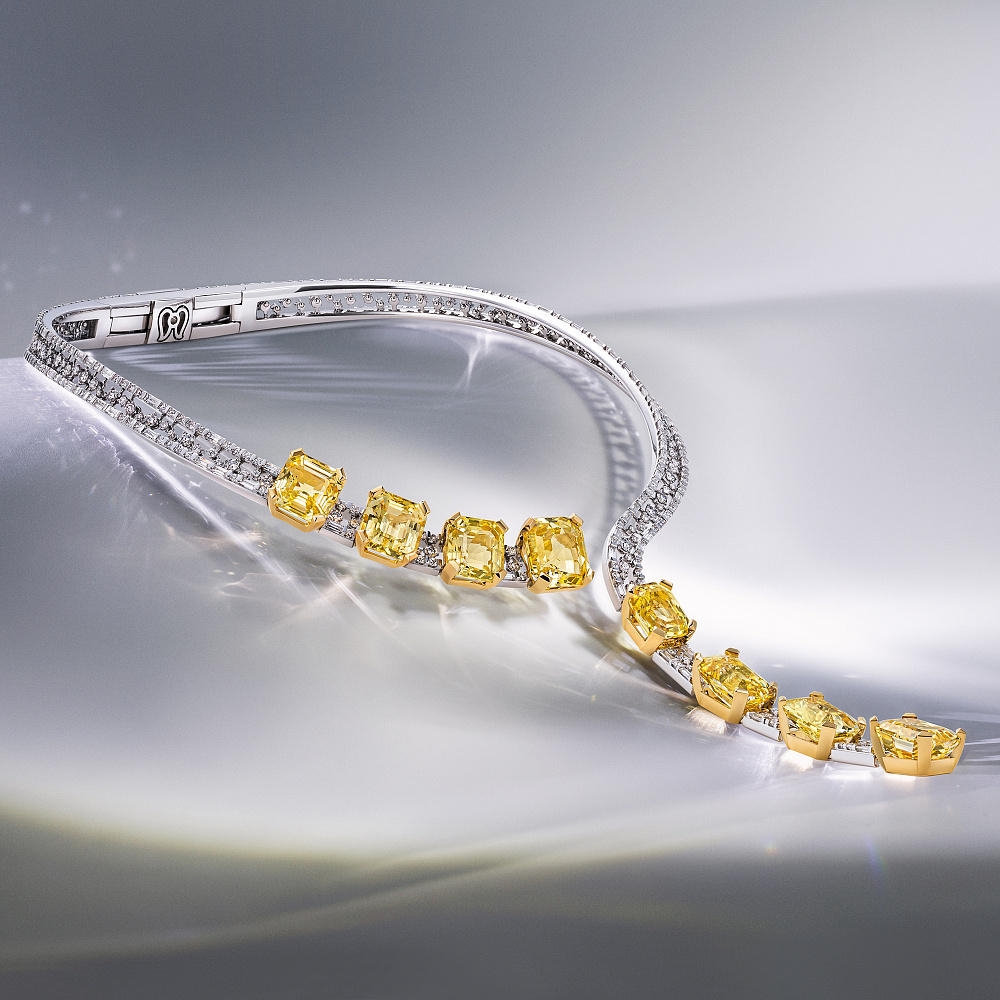 Necklace with yellow sapphires and diamonds картинка 5