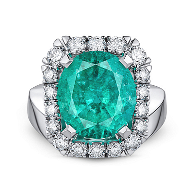 Ring with paraiba tourmaline and diamonds