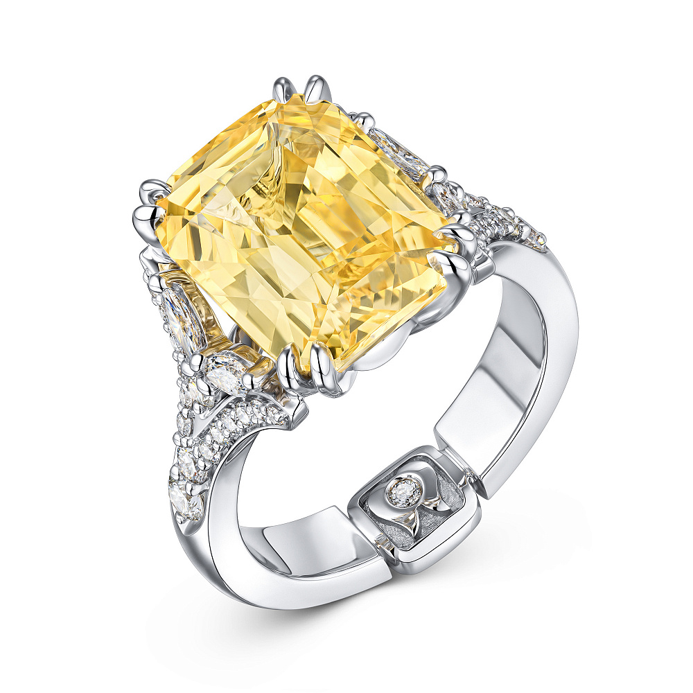 Ring with yellow sapphire and diamonds картинка 2