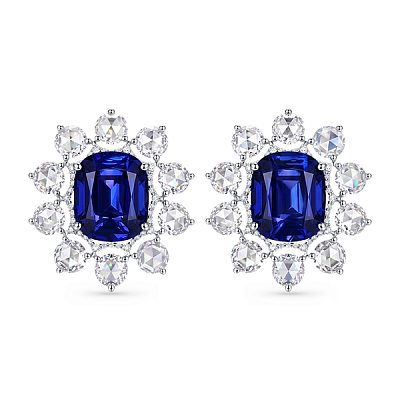 Earrings Tanzanite with rose cut diamonds
