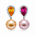Earrings with spessartine, rubellite, diamonds, freshwater pearls and South Seas gold pearls