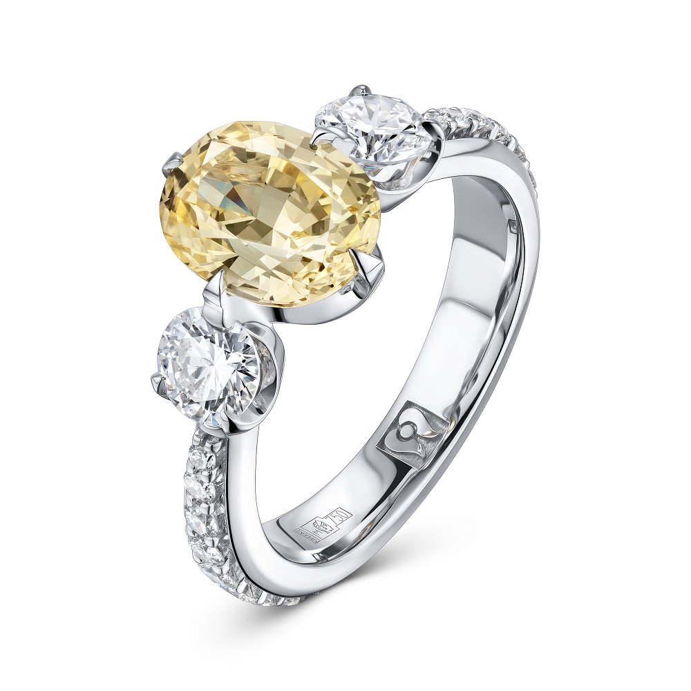 Ring with yellow sapphire and diamonds картинка 2