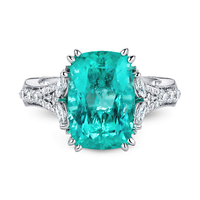 Ring with paraiba tourmaline and diamonds