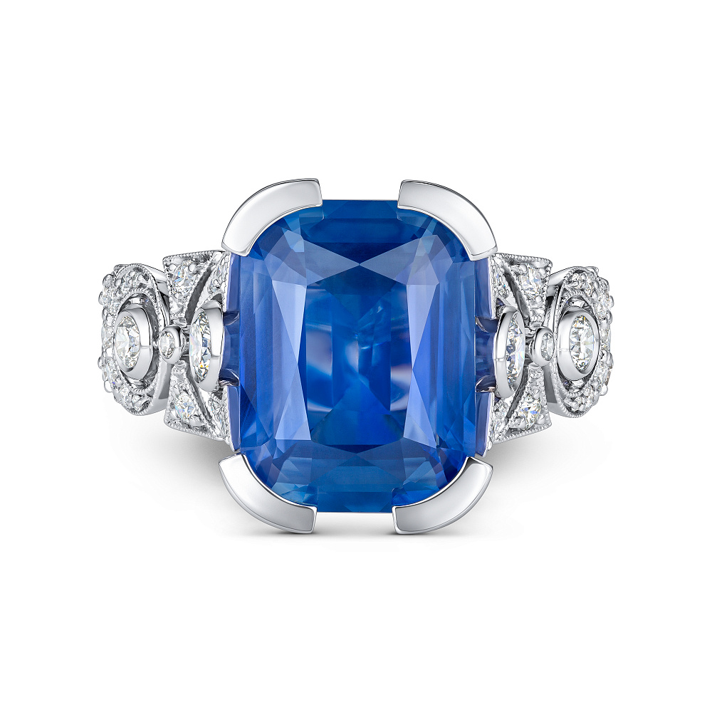 Ring with blue sapphire and diamonds картинка 2