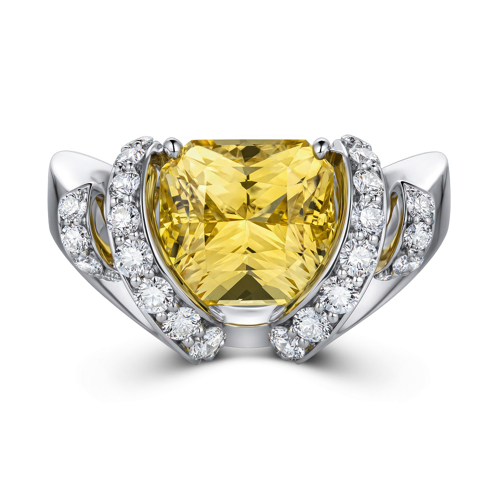  Ring with yellow sapphire and diamonds картинка 2