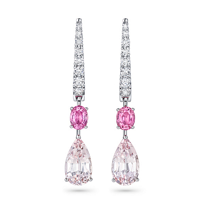 Earrings with spinels, morganites, and diamonds