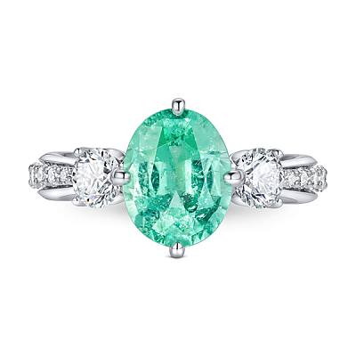 Ring with paraiba tourmaline and diamonds